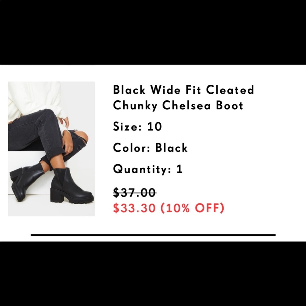 Black Wide Fit Cleated Chunky Chelsea Boot